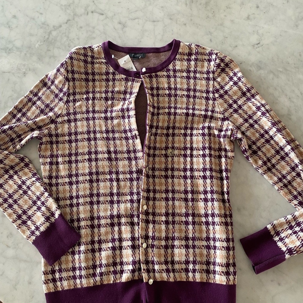 Ann Taylor Purple and Cream Knit Cardigan